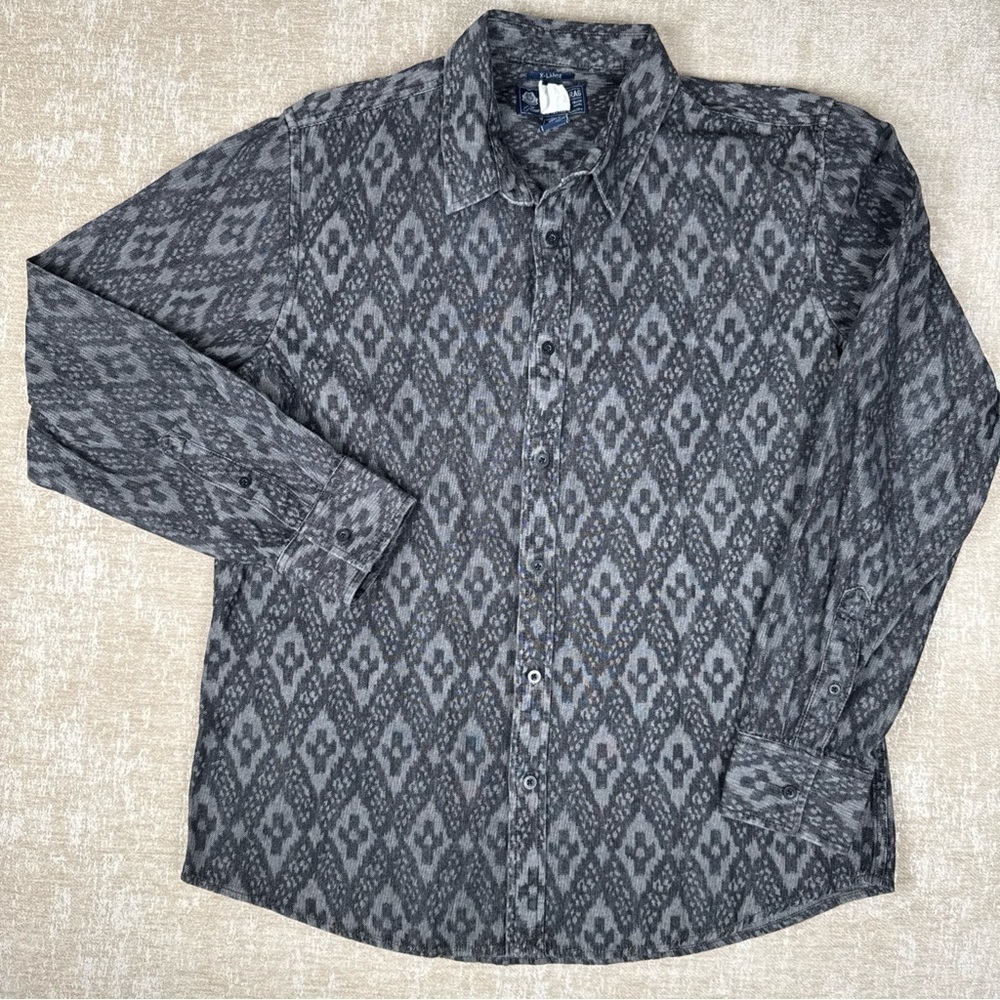 American Rag Mens Geo Print Black Shadow Long Sleeve Button Down Shirt X-Large